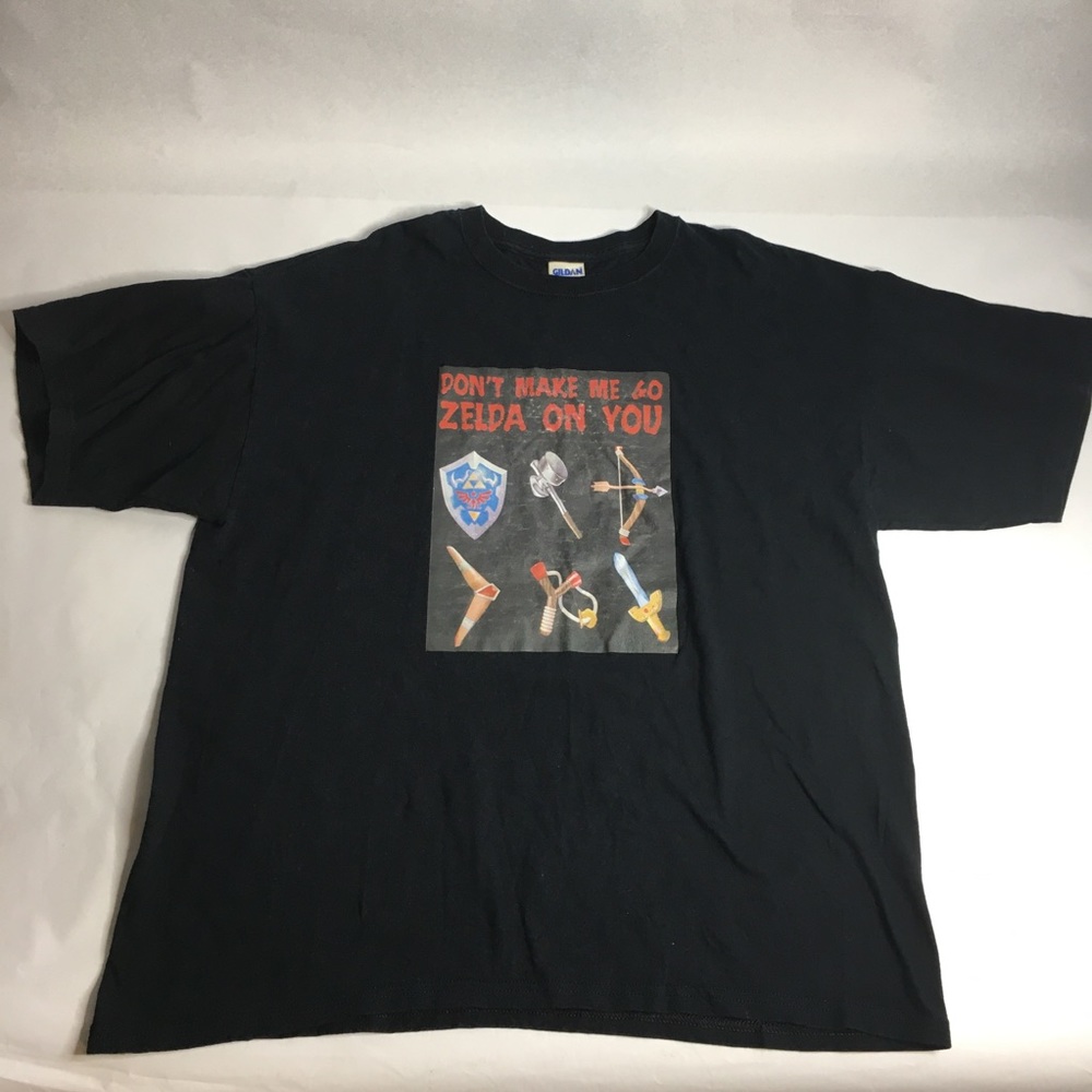 Nintendo Zelda Don't Make Me‎ Go Zelda On You Men’s Black Tee Size XL